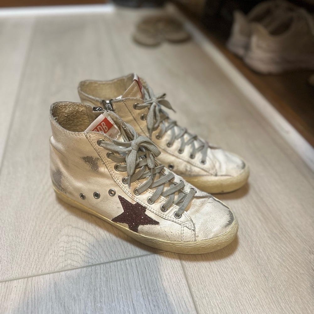 Golden Goose High-Top Sneakers - Gold and Brown